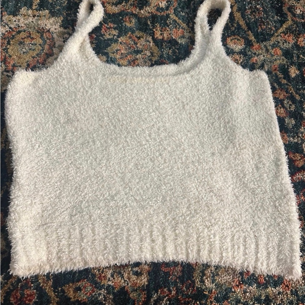 SKIMS Fuzzy White Tank Top